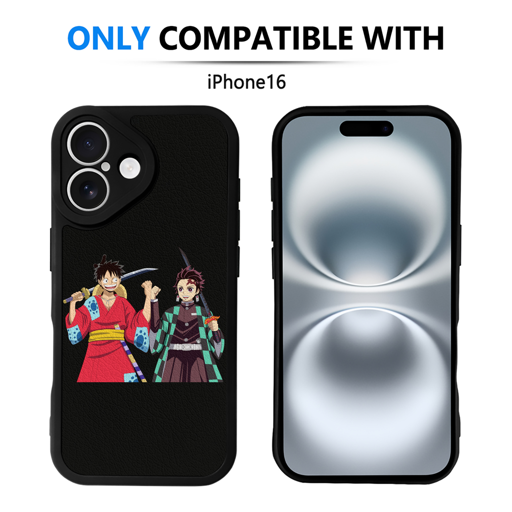 （画像用） 鬼滅の刃 竈門 炭治郎／かまど たんじろう Kamado Tanjirou 【iPhone 16シリーズ対応】シリコンスマホケース（レザー調） 材質：シリコン